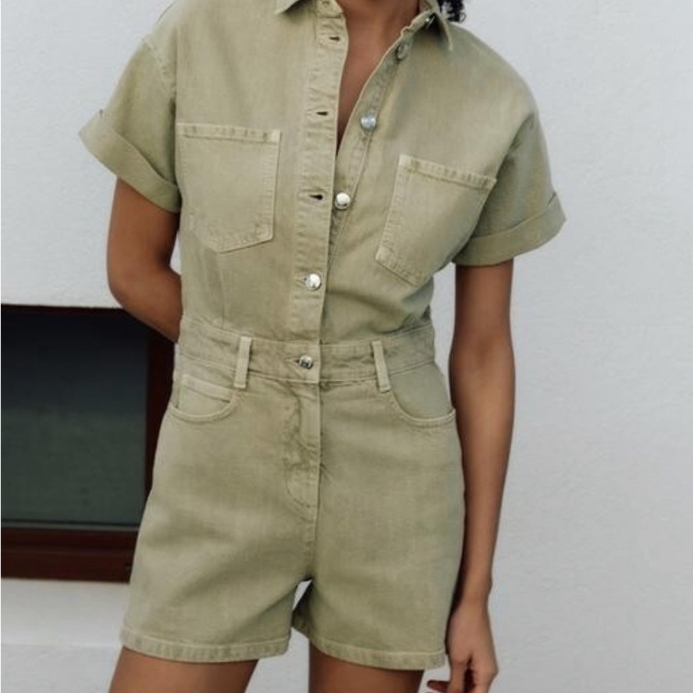 Zara Army Green Romper
